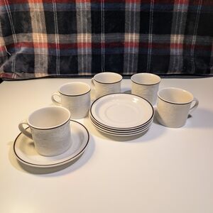 5 Royal Doulton Ting Cups & Saucers Lambethware LS1012 Vintage 1974 England